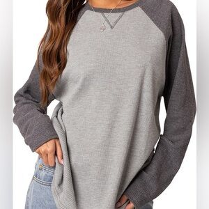Edikted Oversized Waffle Knit Top - Size Medium